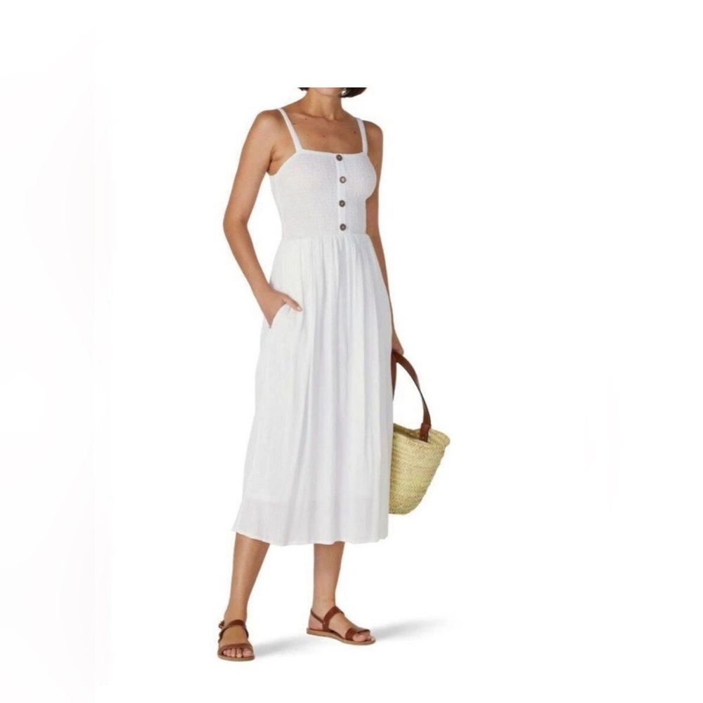 White Sleeveless Button-Front Dress
